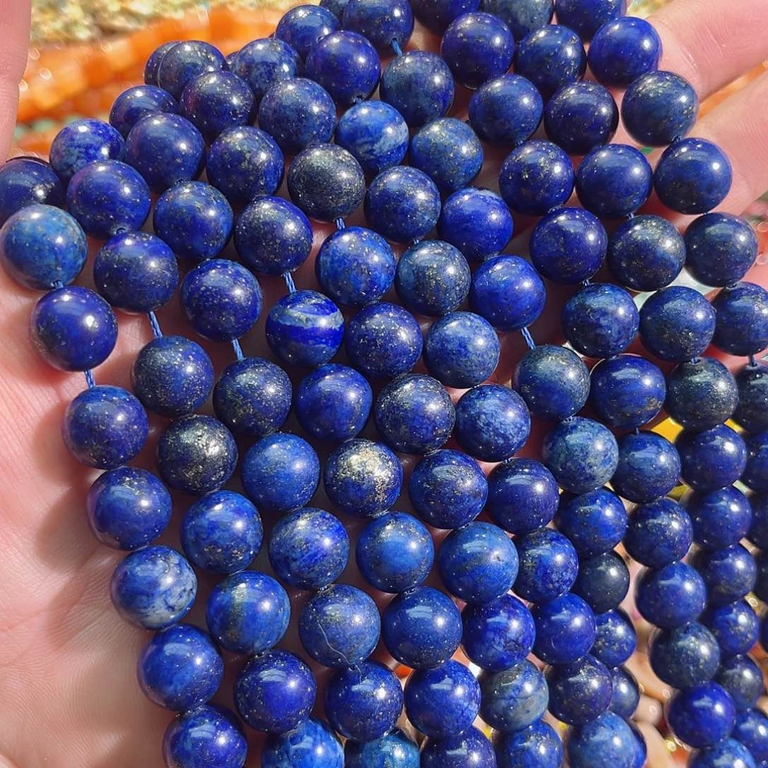 玛瑙/玉髓未镶嵌珠宝半成品原矿青金石12mm一条