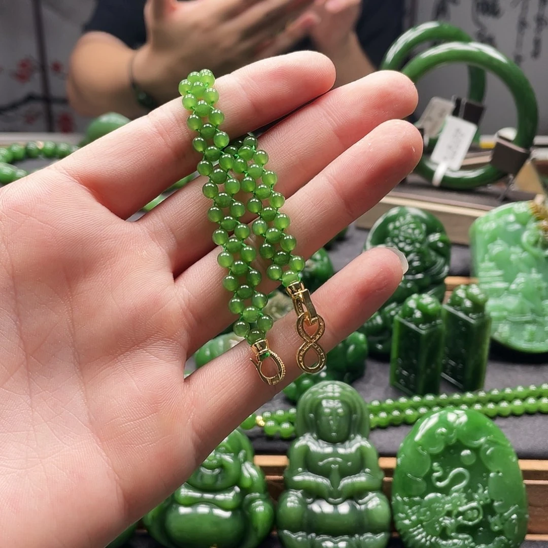 手链未镶嵌和田玉（碧玉）