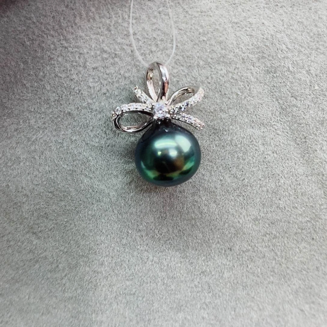 吊坠(不含链)银S925镶嵌海水珍珠10-11