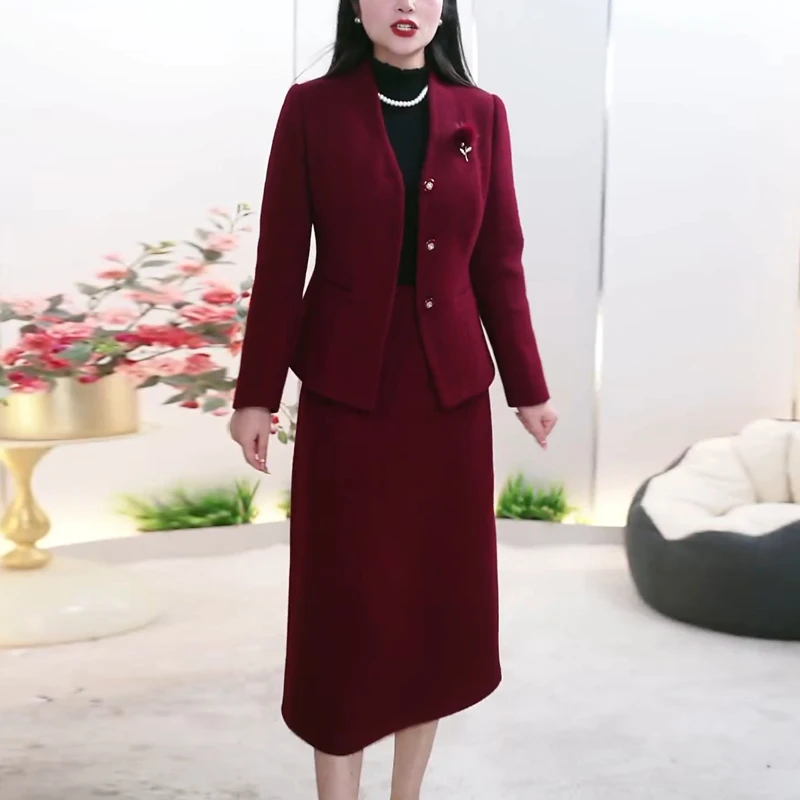 高端精致时尚套装修身连衣裙2025秋季新款洋气减龄显瘦两件套裙子