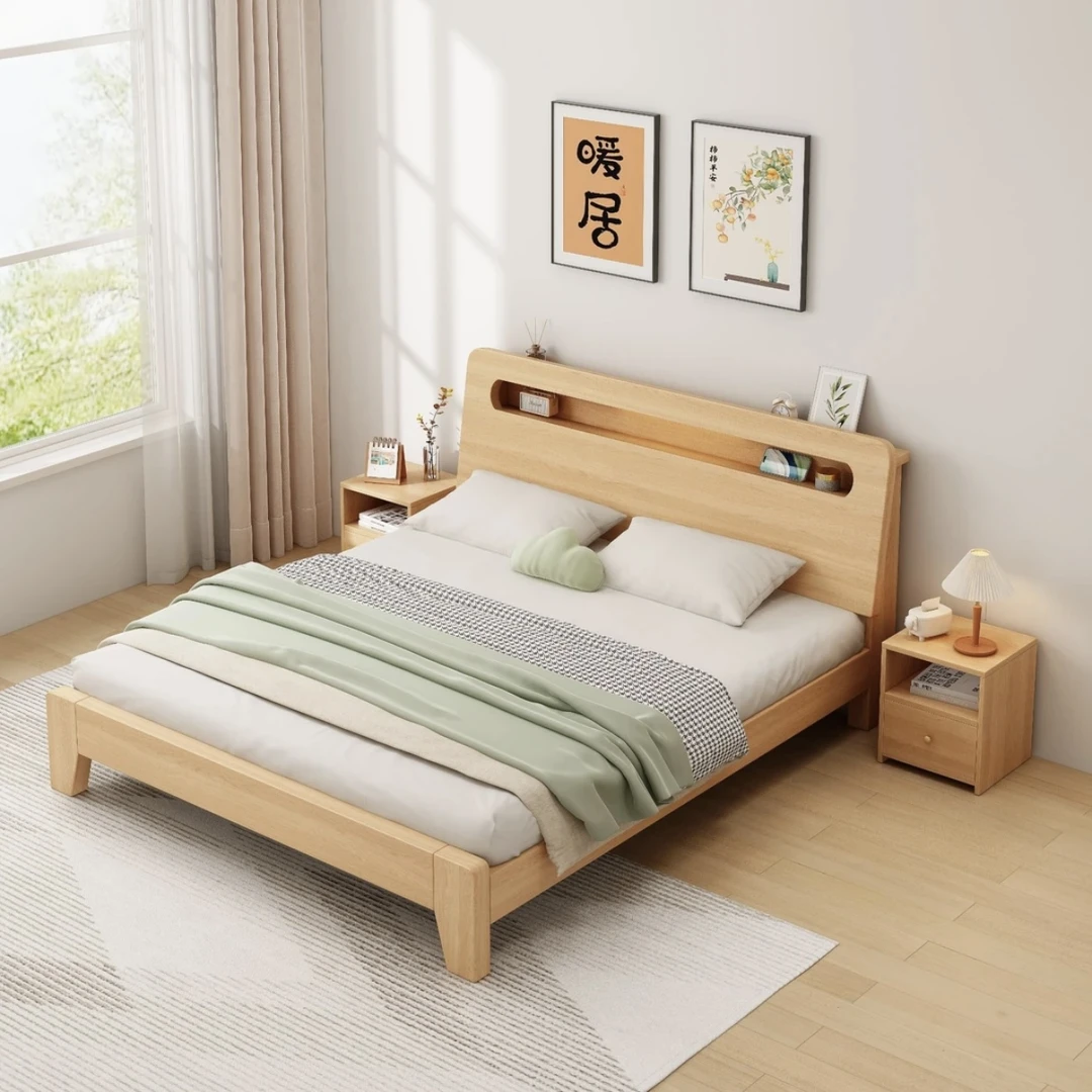 【包安装】实木床1.5米家用1.8米主卧双人床出租房简易1.2米单人床