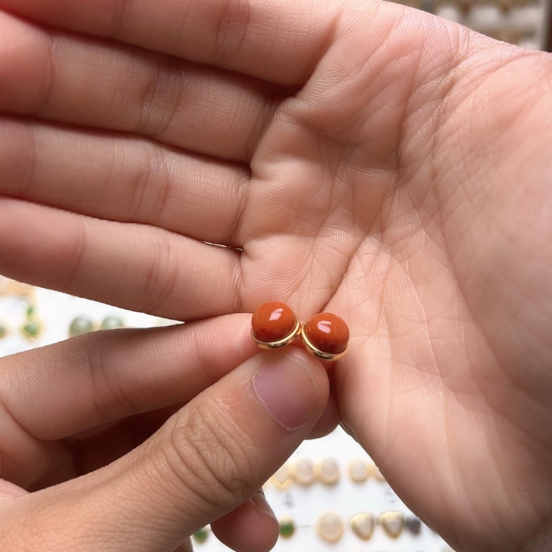 银S925镶嵌和田玉耳饰