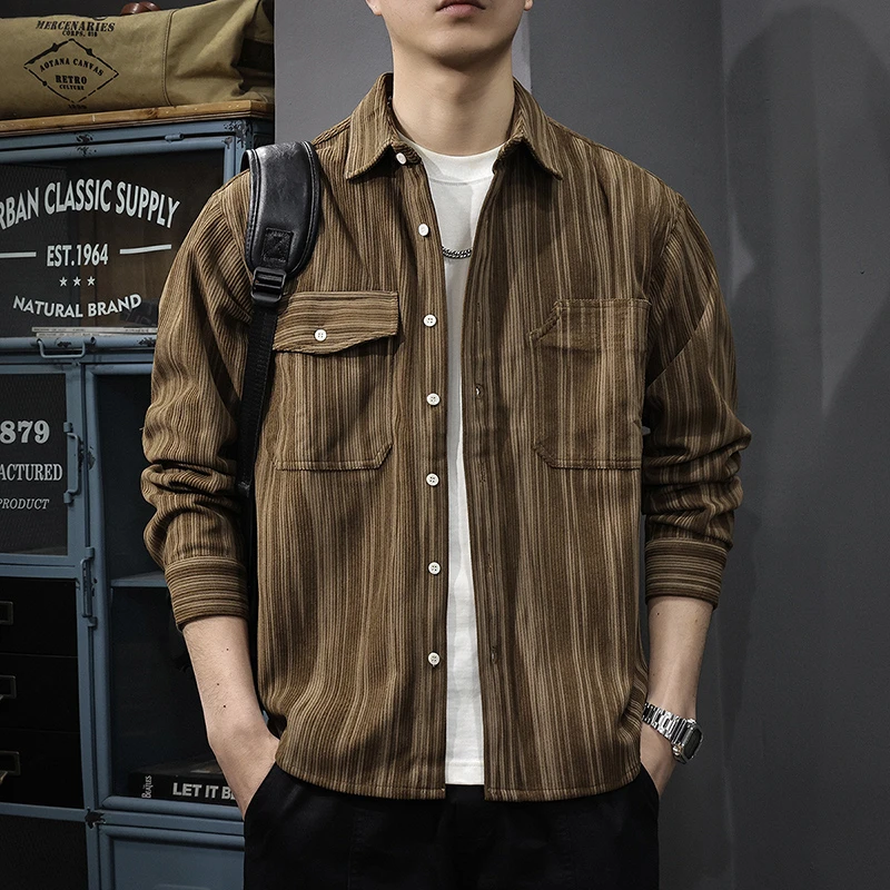 MR.MUDI/穆迪先生美式夹克衬衣外套男春季新款印花开衫长袖外套