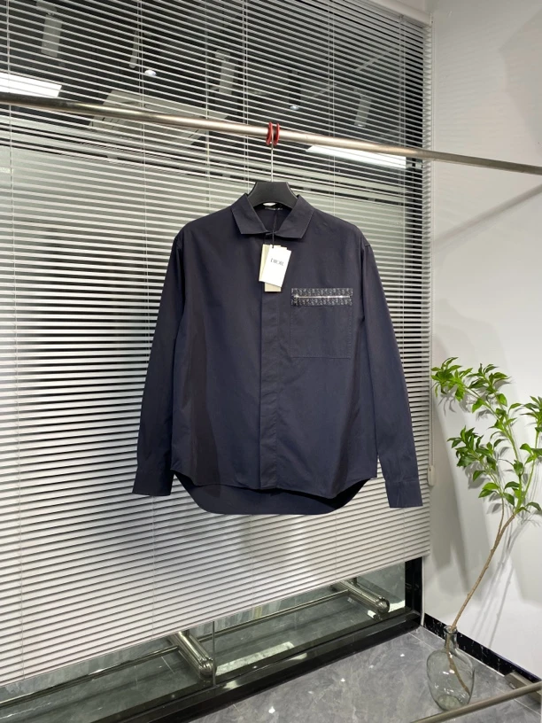 99新 DIOR/迪奥 长袖衬衫 外套 拉链口袋 老花拼接 40码 ko2023