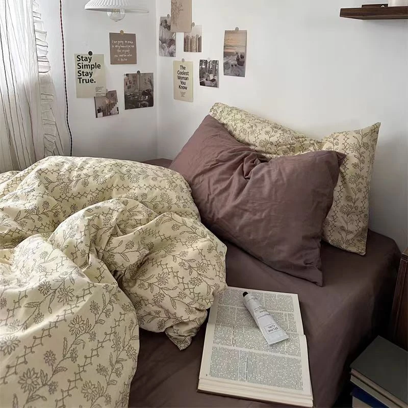 【TOYHAS】复古风三件套柔软田园风床单被套枕套床上用品宿舍三件套