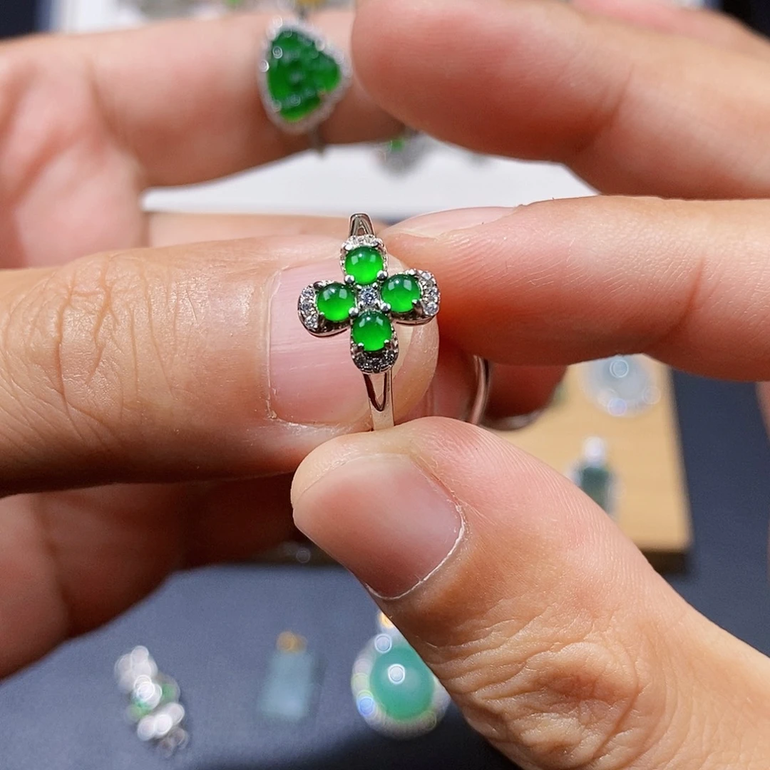 银S925镶嵌戒指翡翠戒指