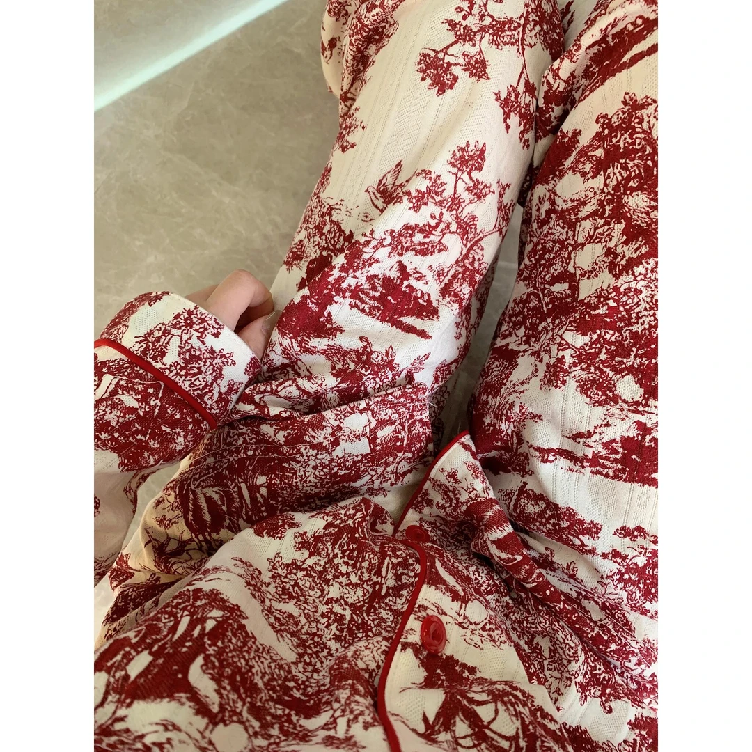 【蛇年喜庆风】新年水墨画高级感睡衣女春秋款新款套装巨显白家居服