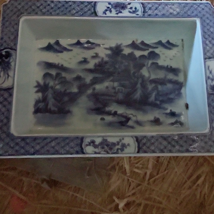 摆件景德镇高温陶瓷青花山水