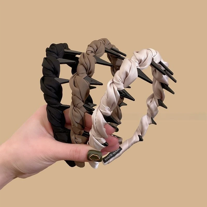 气质小香风布艺缠绕发箍防滑带齿头箍2025新款高级感倒梳发卡女
