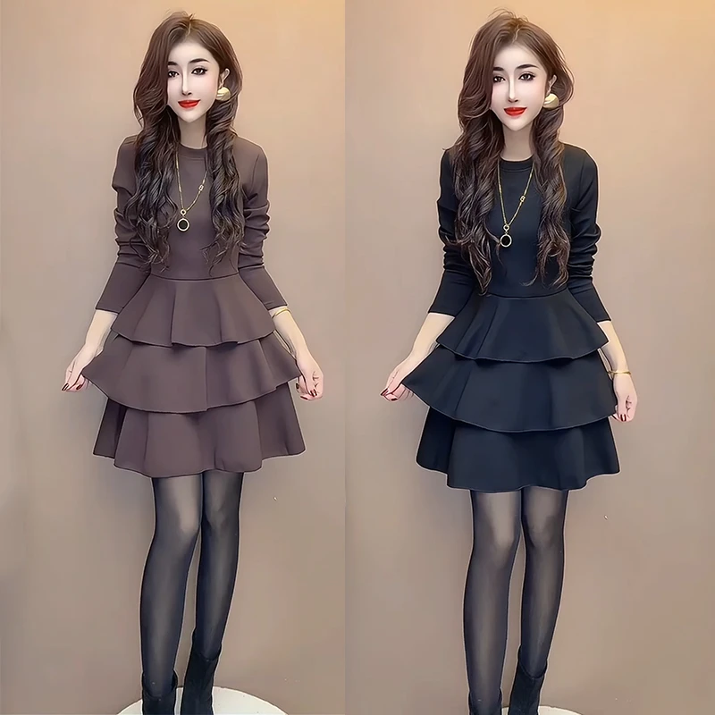 高级感女装气质冬季新款洋气减龄黑色轻熟优雅大气显瘦蛋糕裙子