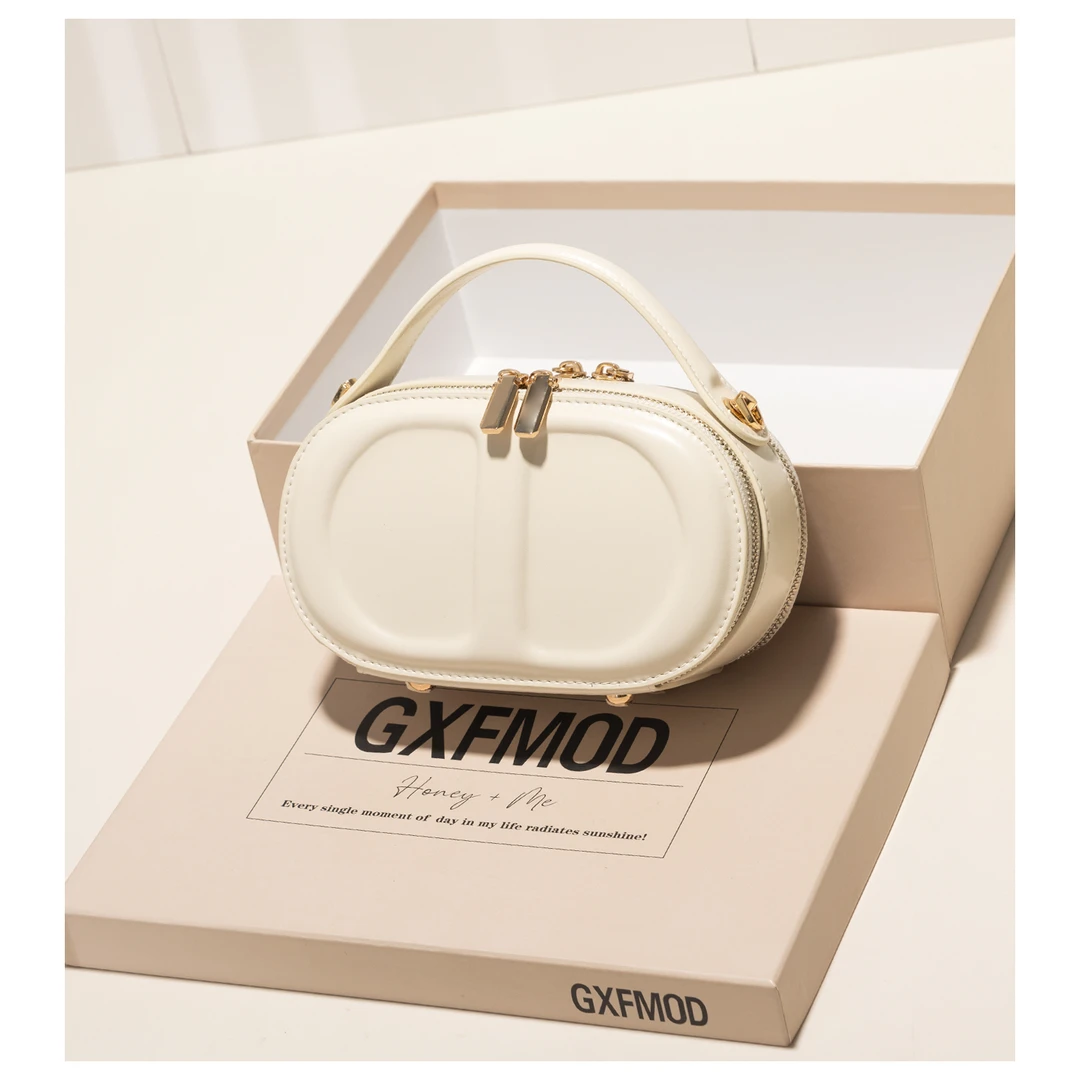 GXFMOD原创设计牛皮小圆包2025春流行休闲时尚通勤链条斜挎小包包