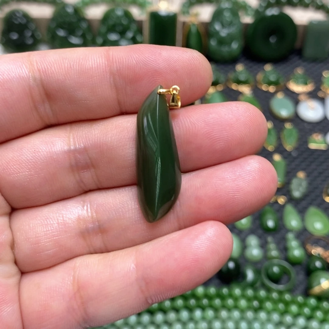 和田玉（糖玉）银S925镶嵌吊坠(不含链)