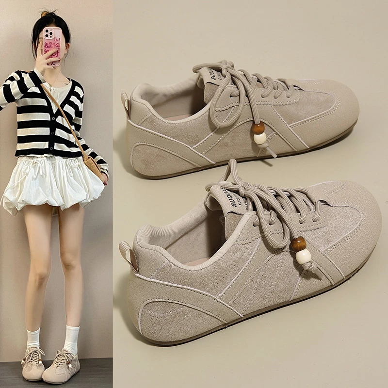 韩版ins复古德训鞋女2025新款冬季透气软底运动百搭阿甘鞋潮平底