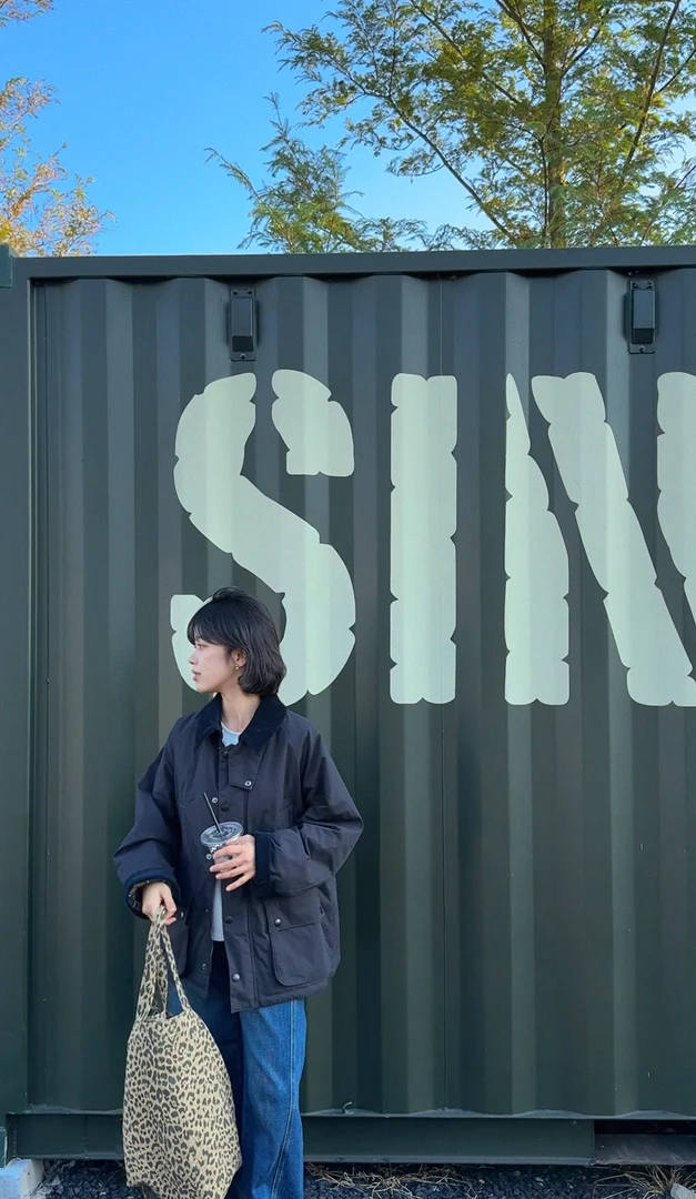 BY SUCHEN 高定松弛感新雪丽复古英伦格子内里工装棉服外套