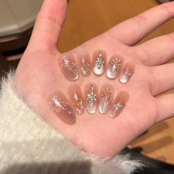 【人间烟火】烟花猫眼堆钻玻璃珠温精灵新年百搭纯欲纯手工穿戴甲