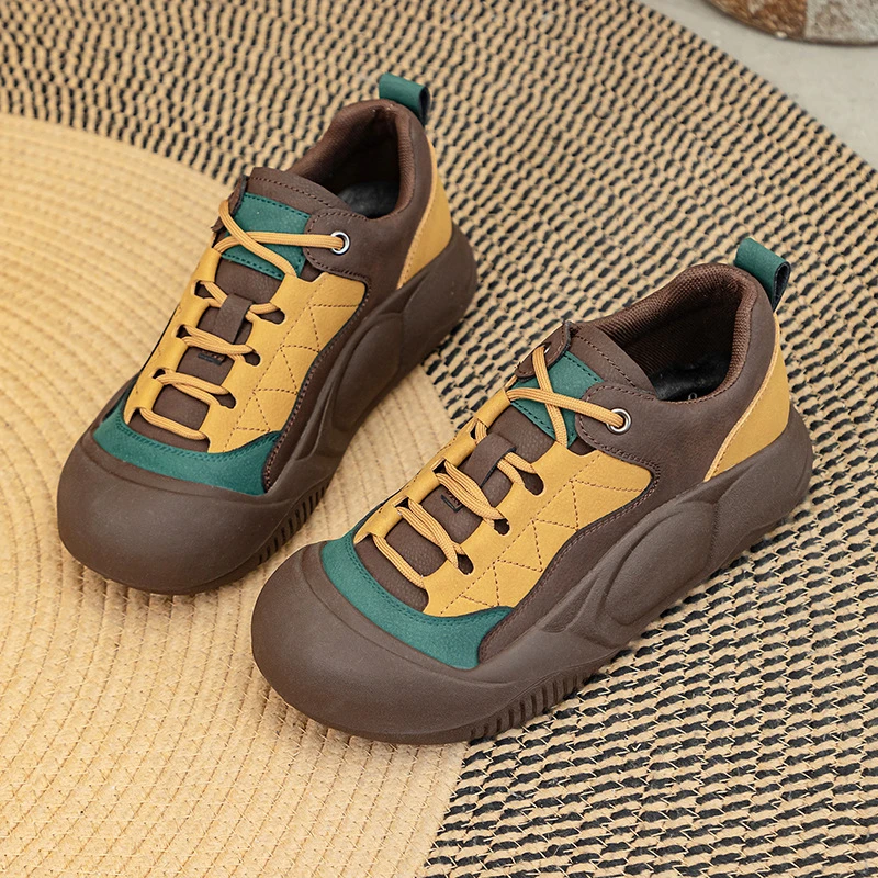 丑萌复古大头鞋2025春季新款时尚拼色软底单鞋百搭大码女鞋41-43