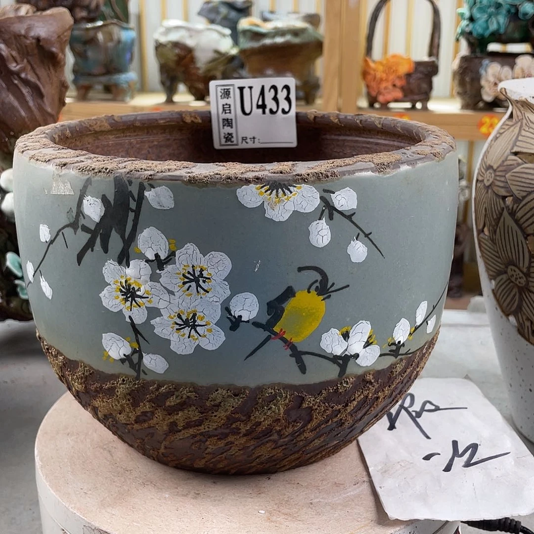 紫砂花盆景德镇陶瓷花盆433