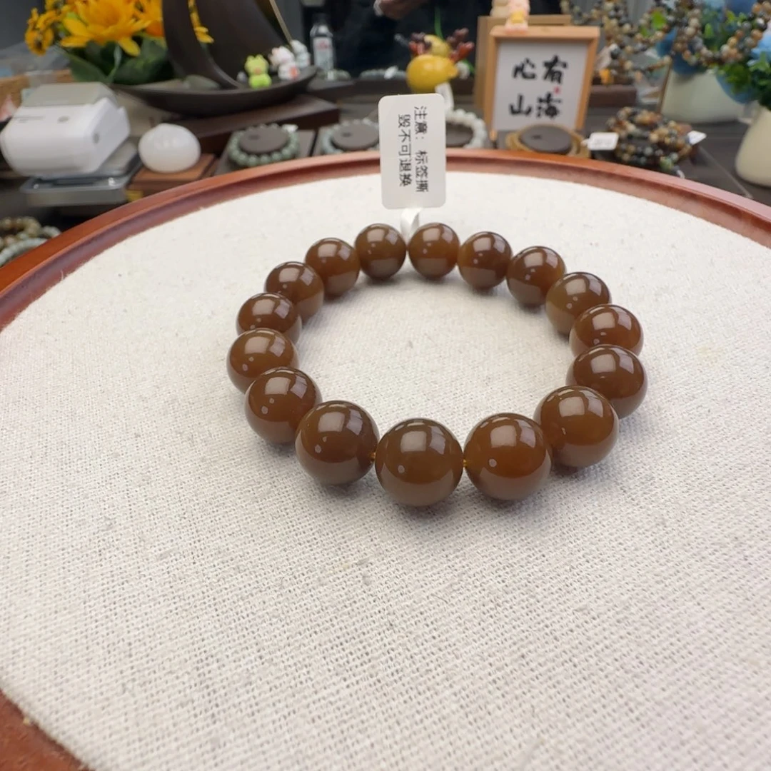 和田玉未镶嵌手链卡12新疆且末金山老红糖，过眼过灯货头，3-3