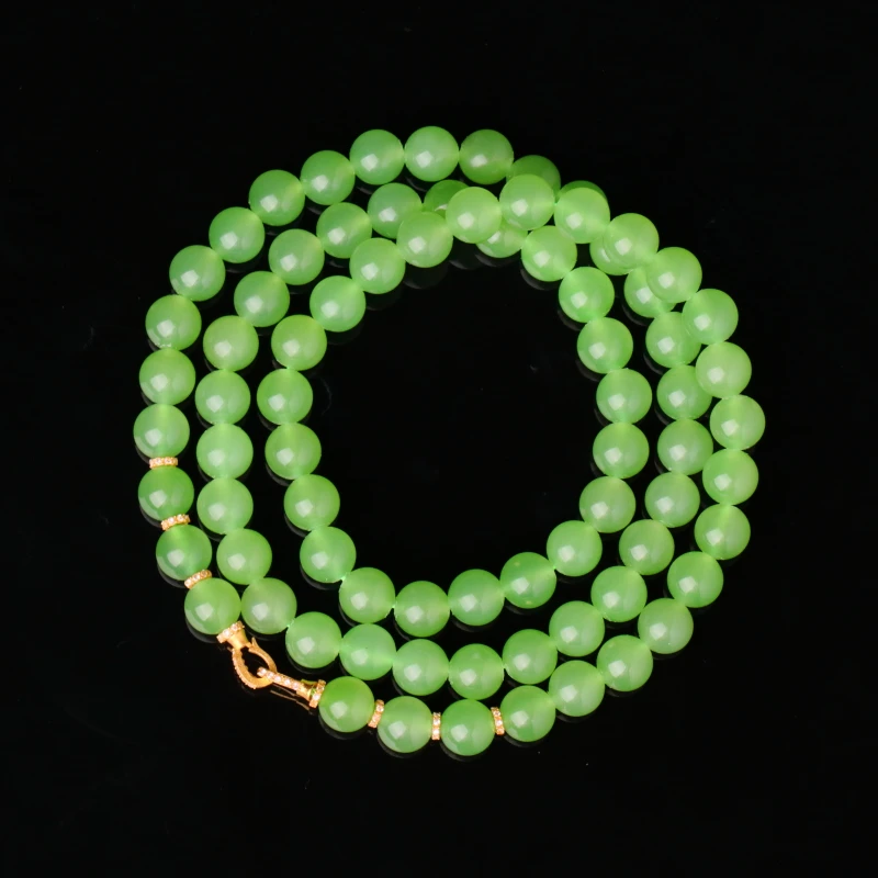 【泓贝珠宝-N087】18k金配饰和田玉高色典藏级设计项链NGTC国检证书