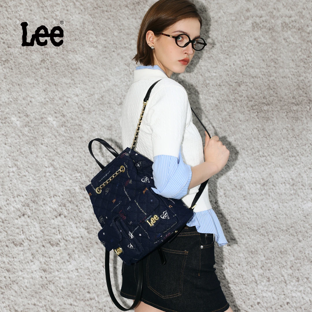 Lee【万花筒系列】25款绗缝链条双肩包多口袋车缝线双肩包经典百搭