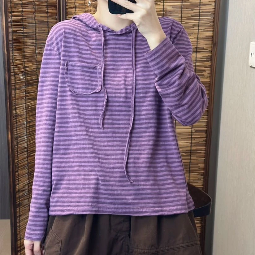 9357秋季防风条纹休闲长袖百搭常规拼接连帽上衣