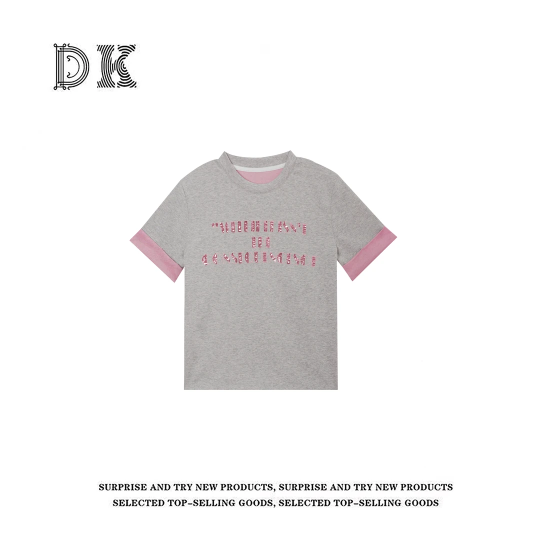 『夏日晚风』2025年夏季新款拼接撞色设计感休闲上衣【DK】