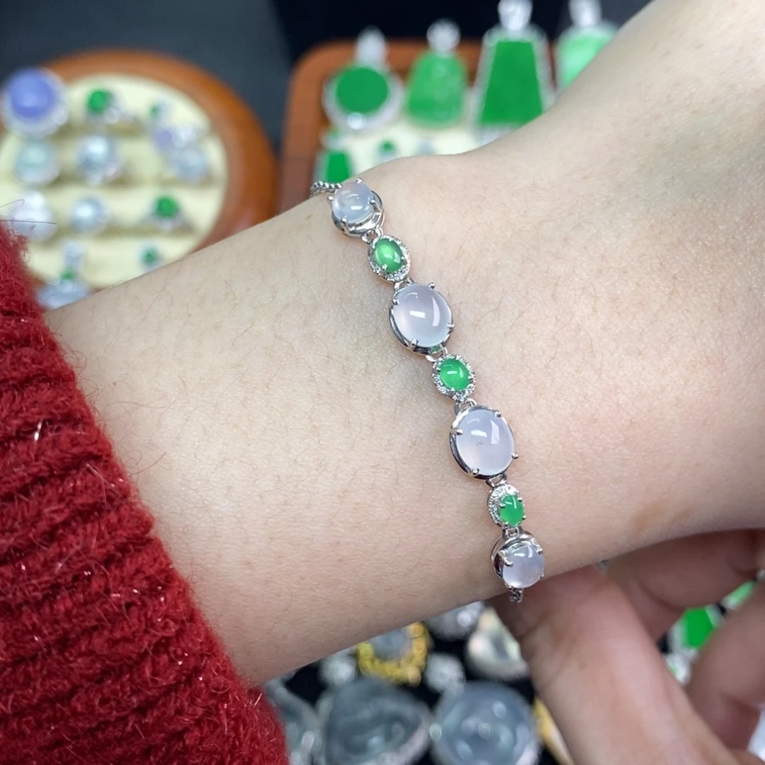 翡翠18K金镶嵌颈饰A货翡翠