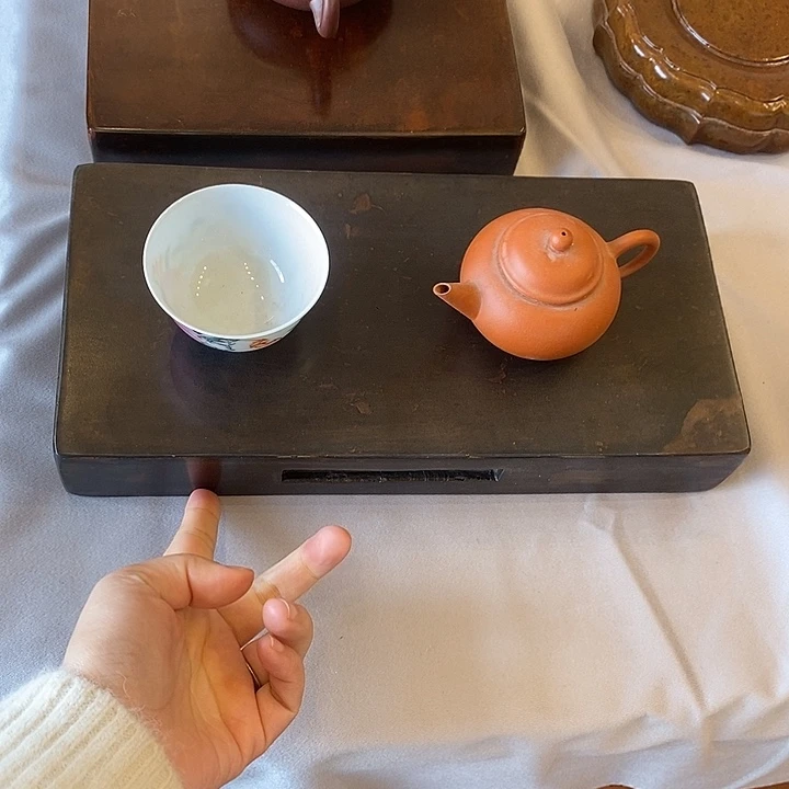 微微瑕30*15*4.5cm大漆做旧金砖底座