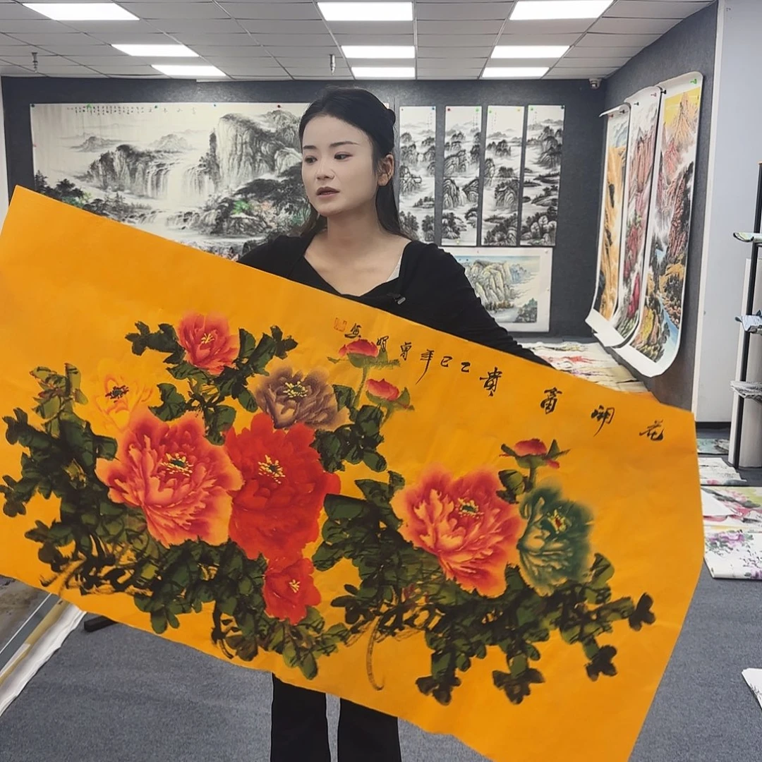 国画作品小姐姐放漏中