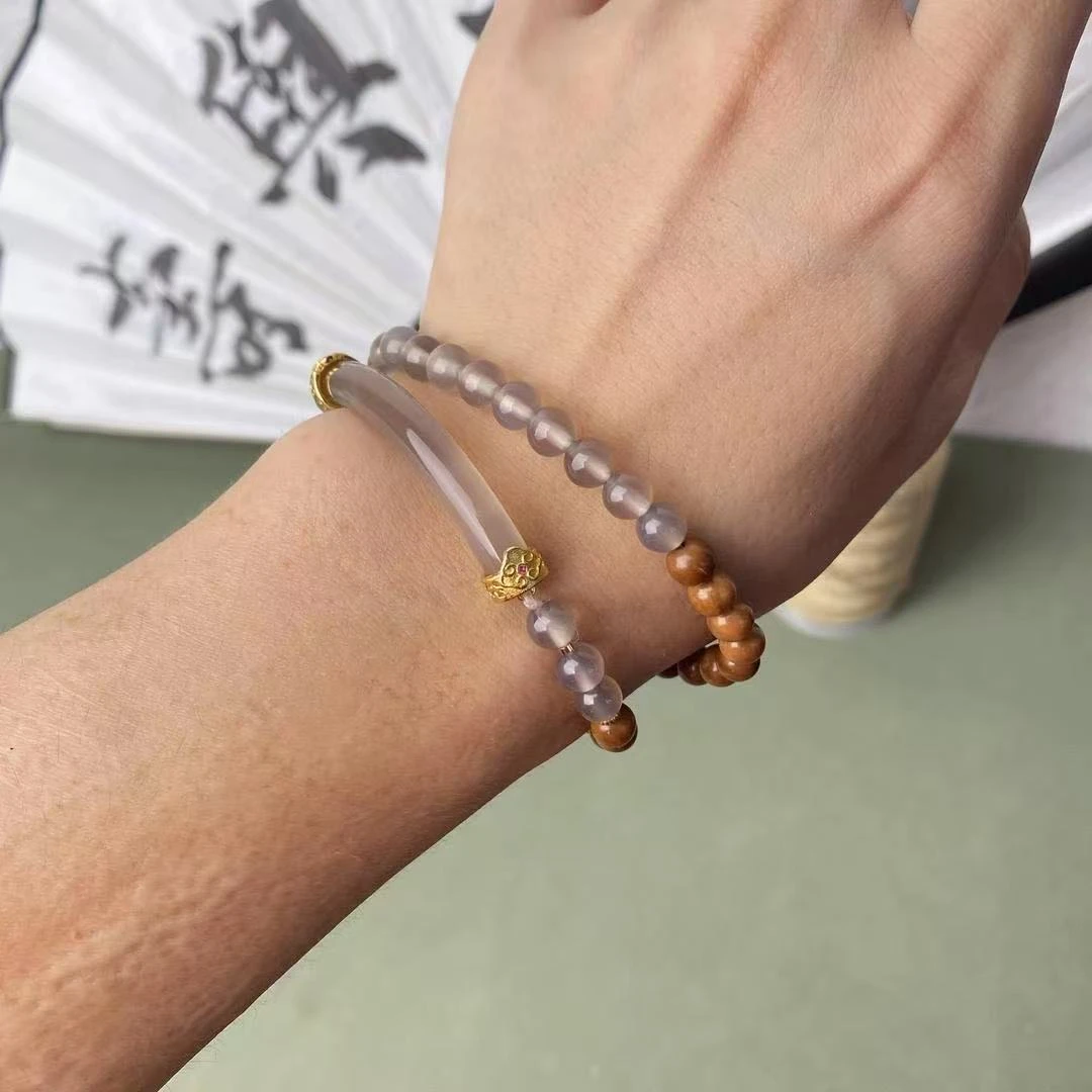 非金属木质手链 KK-46库克烟灰半镯双圈【晶晶】