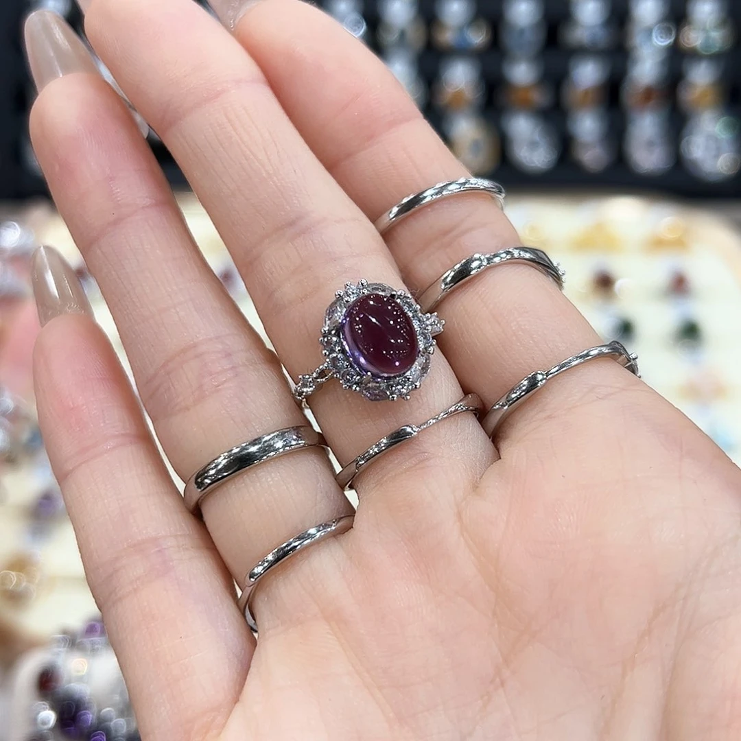 水晶金色拖不保色介意慎拍银托不掉色银S925镶嵌紫****4