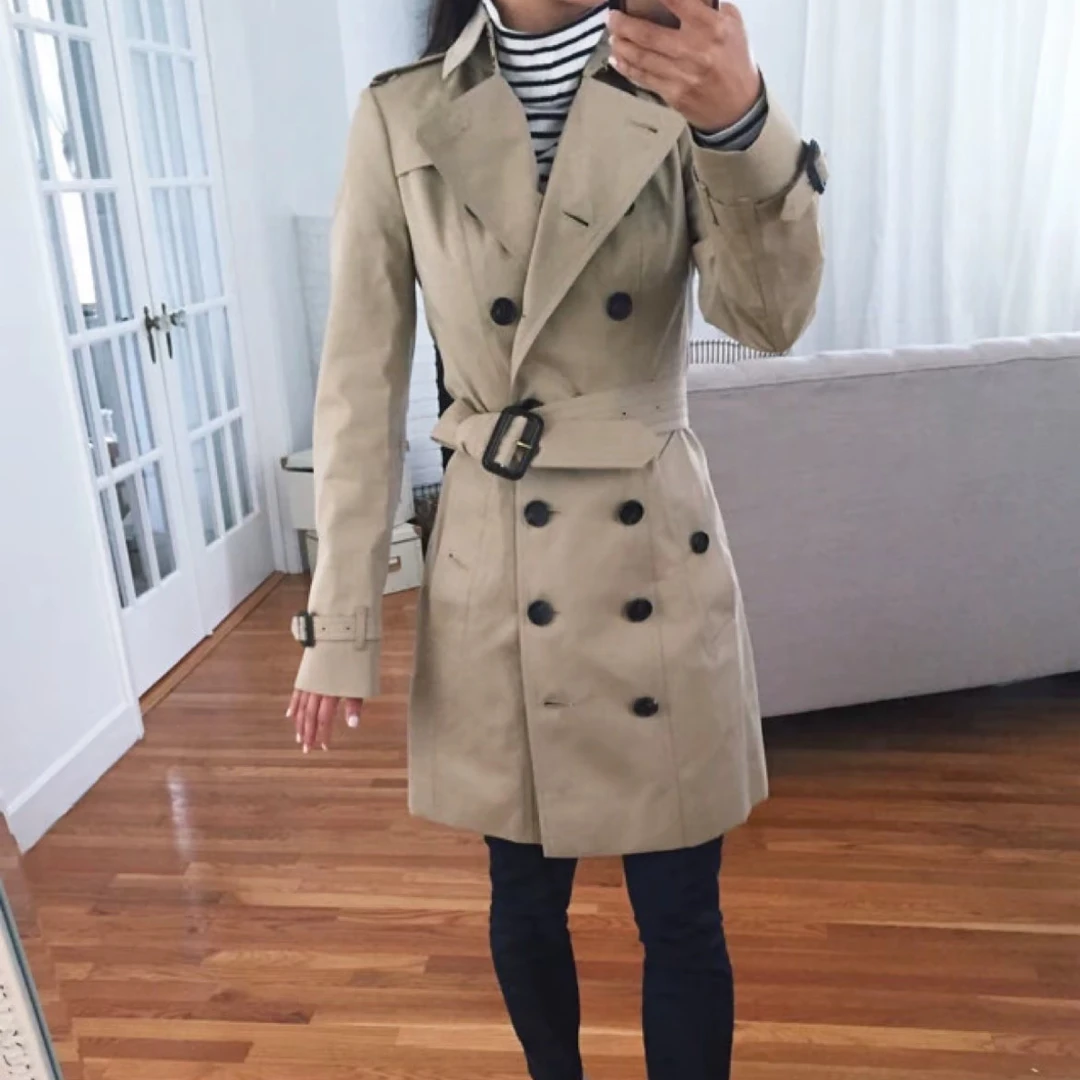 99新 BURBERRY/博柏利 2码/卡其色经典中长款风衣外套/16184843