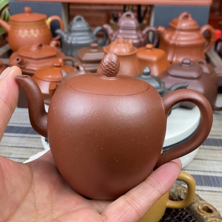紫砂茶壶全手工美人肩220cc原矿宝山红降坡泥