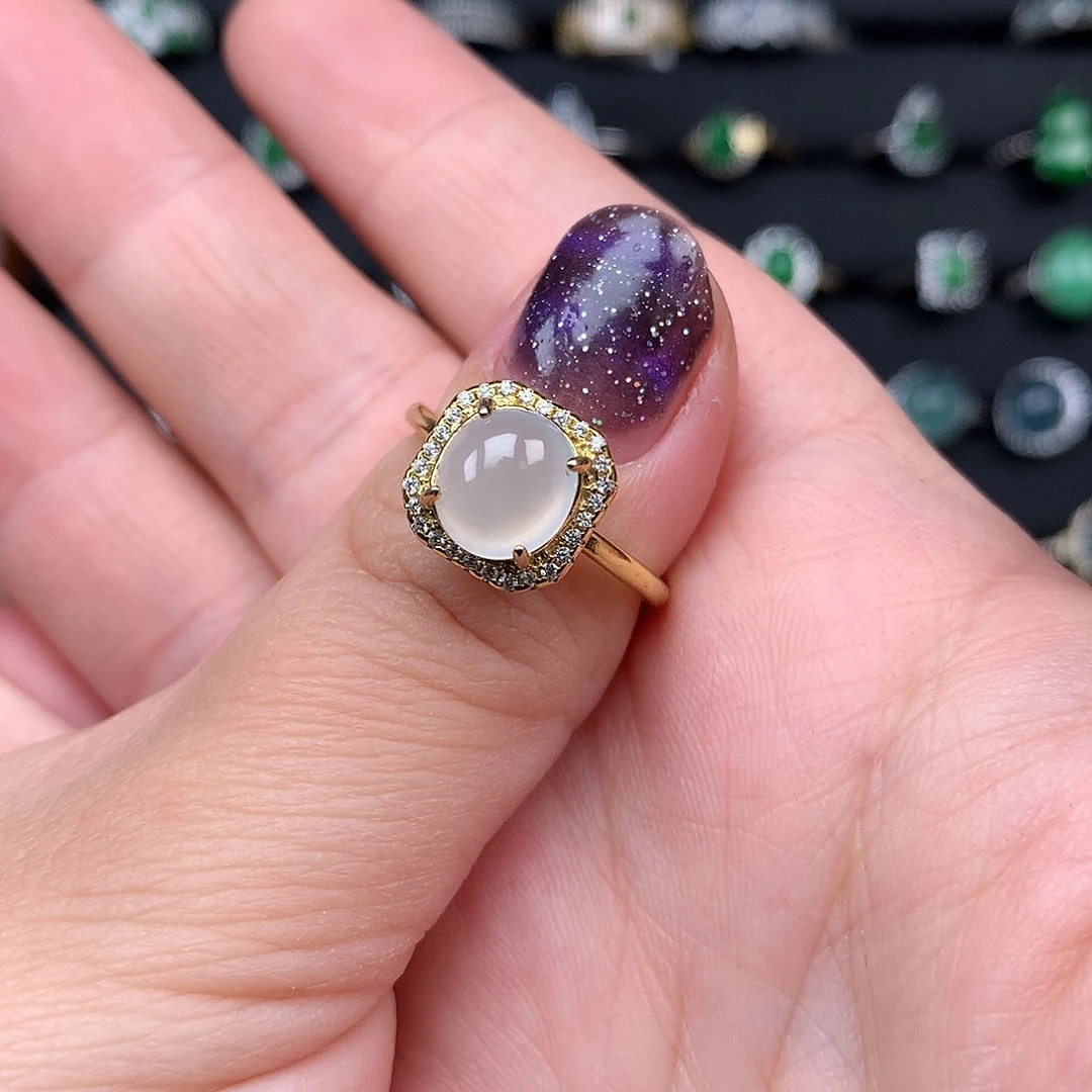 如***社翡翠银S925镶嵌戒指