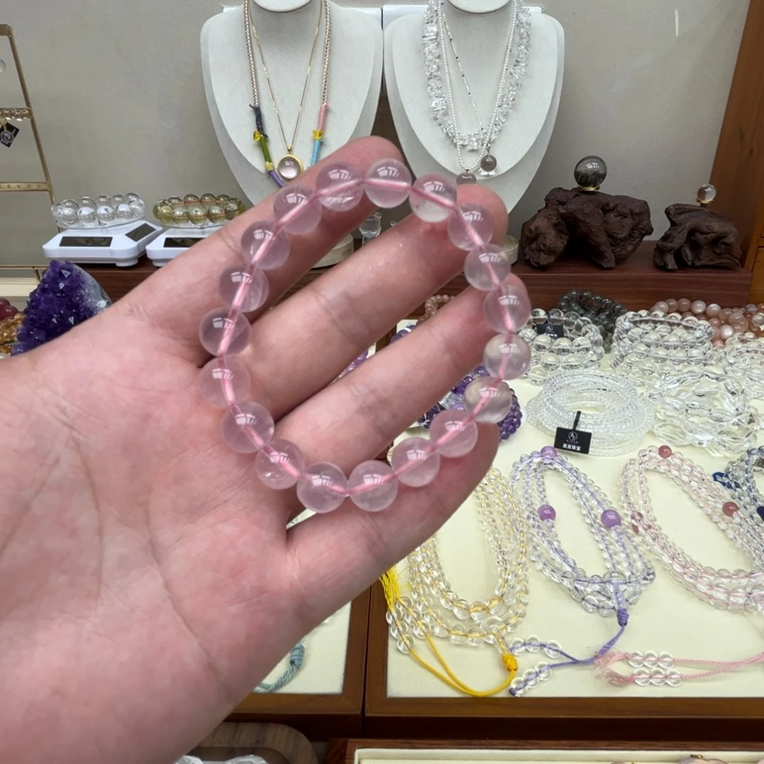水晶手链未镶嵌纯天然粉水晶卡10m手链