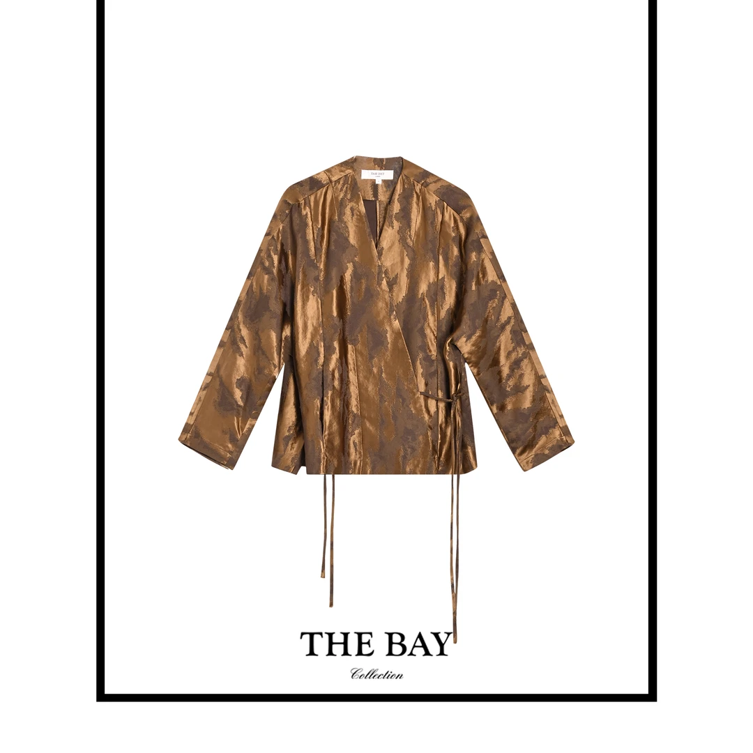 TheBay 【王尔德系列】斜襟系带衬衫ZB23101