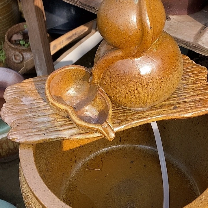 花盆紫砂直29高度19葫芦流水