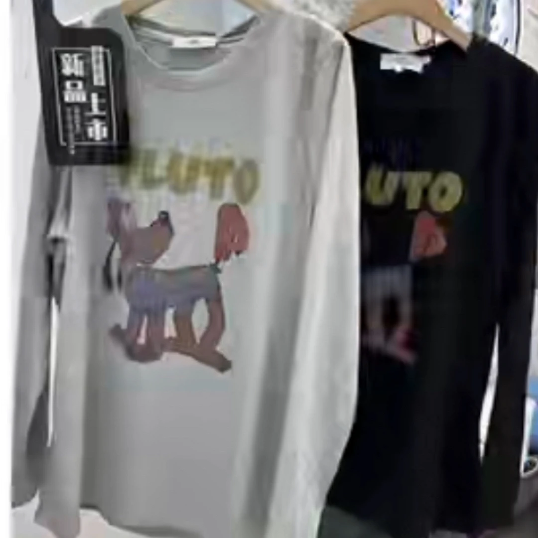 0883女王范东大门同款圆领卡通字母印花宽松休闲百搭长袖减龄T恤