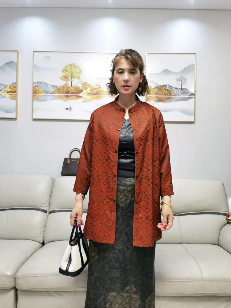 053【巧姐专属】新款气质时尚百搭减龄双面穿龙纹风衣