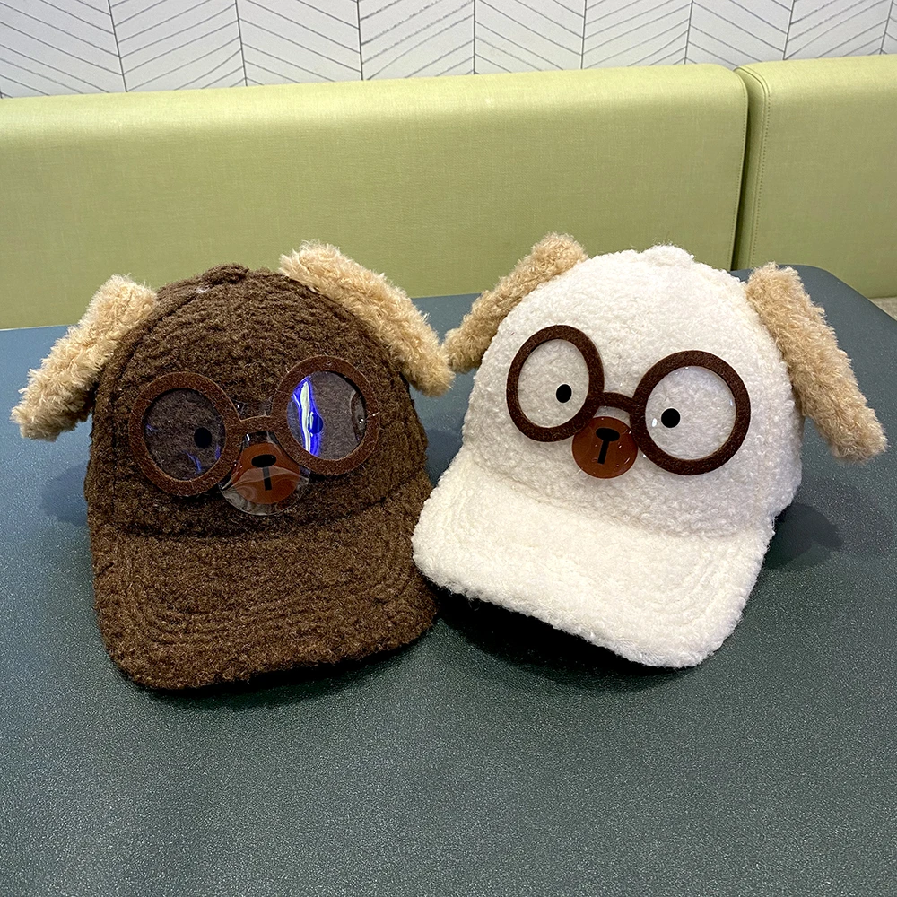 儿童帽子中大童秋冬加厚可爱保暖棒球帽男女童亲子百搭毛绒鸭舌帽