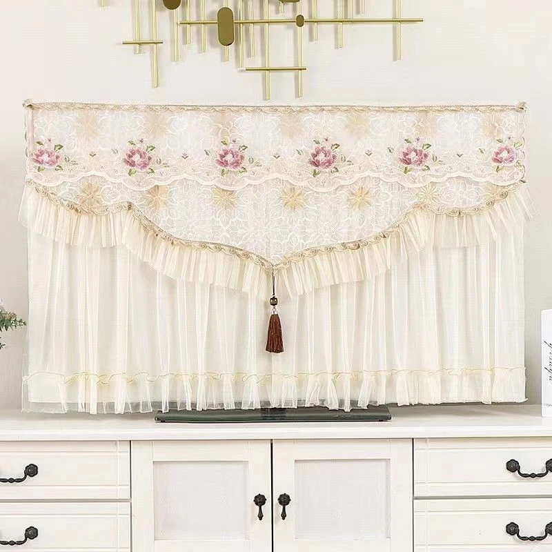 电视机罩防尘罩挂式蕾丝液晶保护套简约盖布多尺寸通用