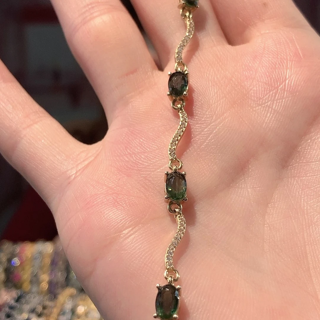 蓝宝石手链银S925镶嵌?****