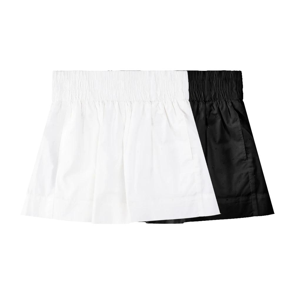 CHCH/祈祈JY4DKC44011设计感小众百搭烫钻松紧腰休闲裤阔腿短裤女