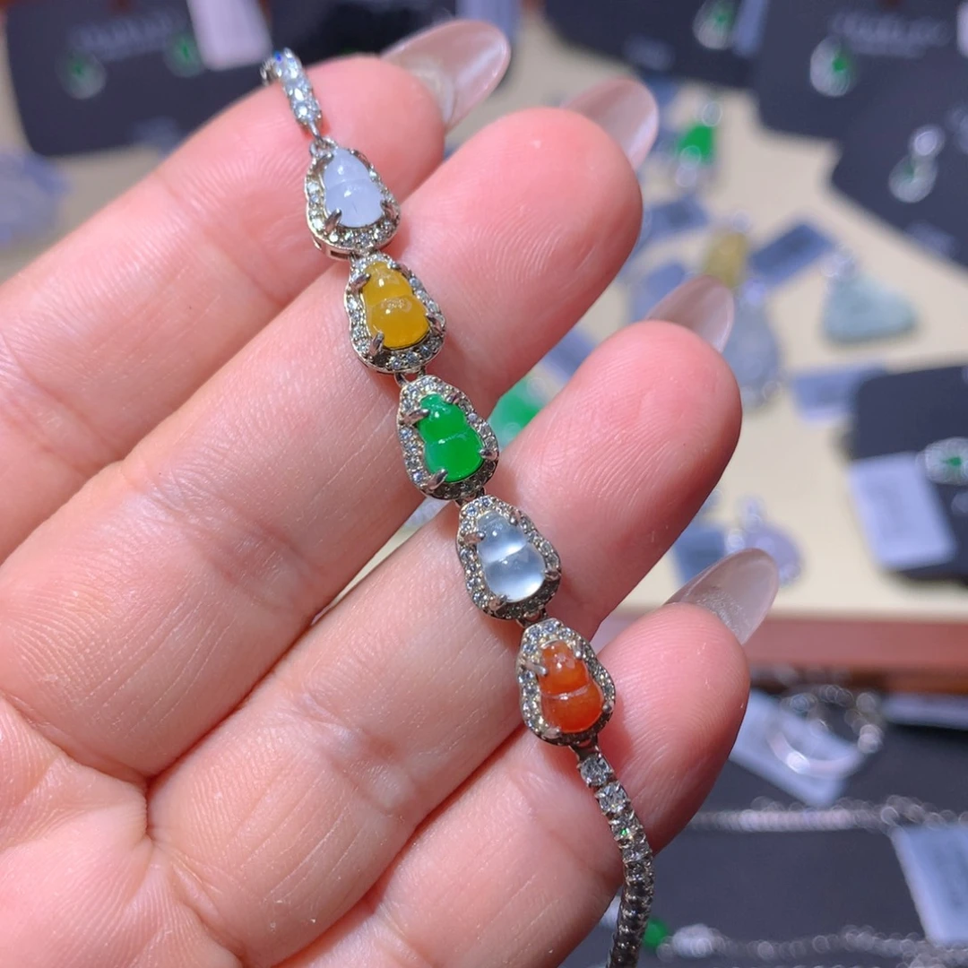 银S925镶嵌手链翡翠天然翡翠