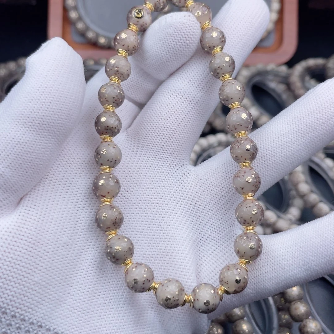 星月菩提手串石玉料灰冰糖果冻毕业全玉化圆珠龙蛋手持9mm