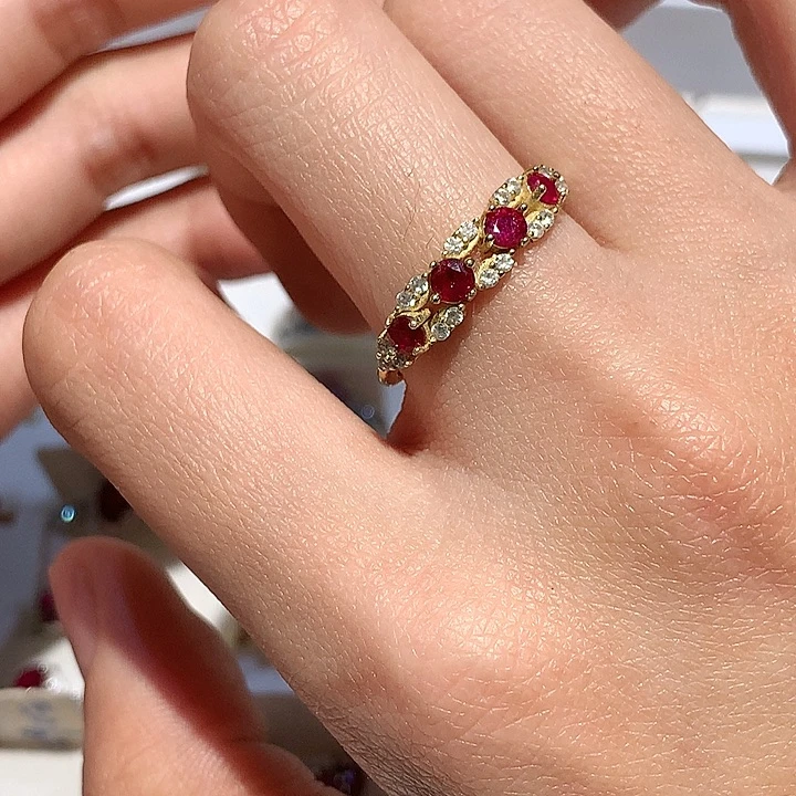 红宝石银S925镶嵌戒指