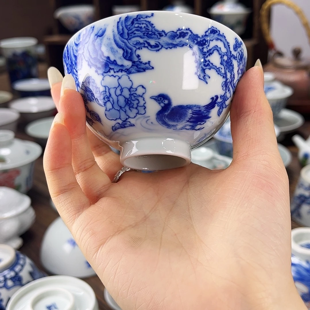 鸡心青花点工90cc主人杯