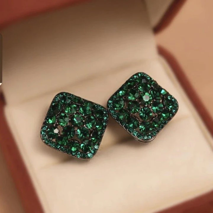 合金耳饰 合金耳饰七夕绿色几何形时尚OL女耳环个性时尚欧若风