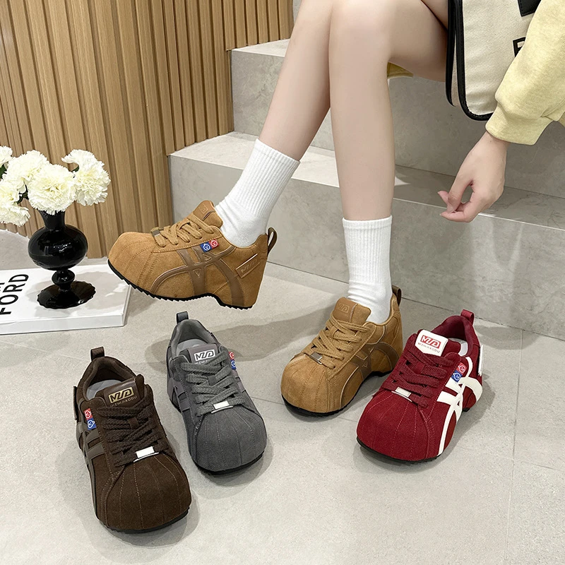 8CM厚底勃肯鞋复古德训鞋老爹鞋秋冬新款运动鞋休闲鞋阿甘鞋女鞋