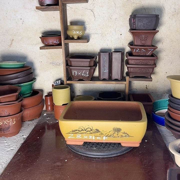 紫砂花盆，手工制作